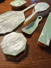 Antique Celluloid Green Art Deco Vanity Dresser Set 6 Pieces