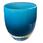 Glassybaby  skinny Dip  Candle Holder Votive Handblown Glass Teal Blue