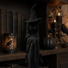Halloween Faceless Witch Figurine Black Sitting Witch Wall Hanging Decor
