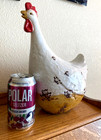 Vtg White Ceramic Chubby Chicken Hen Figurine 12  Glazed Farmhouse D  cor