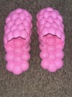 Women   s Pink Bubble Slides Size 11 Chunky Pillow Cloud Sandals Textured Slip On