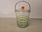 Vintage Mcm 1950s Anchor Hocking Lancaster Circus Stripe Glass Ice Bucket W  Lid