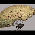 Asian Decorative Fan Hand Painted Cherry Blossom Tree 21 5 Inch Decor