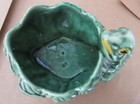 Vintage Mccoy Pottery Small Green Frog   Lotus Flowers Planter Unsigned 1950s