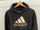 Adidas Mens Xl Black Gray Logo Pullover Hoodie Sweatshirt Ls