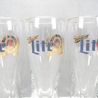 Miller Lite A Fine Pilsner Beer 16oz  Gold Rim Signature Glasses Lot Of 4