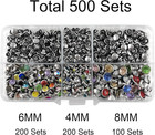 500 Sets Mixed Colors Cz Crystal Rivets Rhinestone Rivets Studs Rapid Rivets Sil