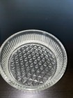 Vintage Clear Ribbed Glass Powder Vanity Dresser Jar   Silver Metal Lid