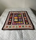 Vintage Granny Square Afghan Colorful Baby Blanket Chair Throw 42   x 31 5   