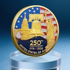 250th Anniversary Commemorative Coin - Gold Flag And Liberty Bell Design Collect