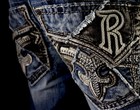  250 Mens Rock Revival Jeans  tyrone  Leather Inserts Slim Boot 30 X 30