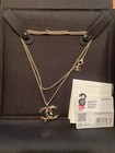 Authentic Chanel Cc Pendant Gold Tone Necklace Logo Letter Two Ways