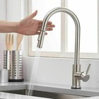Brushed Sensor Touch On Kitchen Faucet Pull Down Sprayer Swivel Sink Mixer Tap
