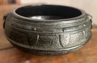 Antique Chinese japanese Cast Iron Pot With Foo Lion Ring Handles- Late 1800 s