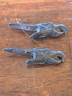 Pair Antique Cast Iron Eagle Head Sleigh Or Sled  Toppers