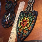 Vtg Lot Of 4 Cast Iron   Brass Footed Trivet Sad Iron Rest Assorted Trivets
