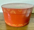 Vintage Folk Art Painted Shaker Wood Round Box Signed By Joe Watson