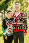Socal Look Men Ugly Christmas Sweater Cardigan - Funny Festive Holiday Pullover