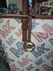 Michael Kors Jet Set Md Carryall Tote Bag Optic White Mk Logo Multi Color