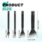 4pcs  6mm 1 2 4 6 Prong Leather Hole Stitching Punch Tool For Hand Sewing Black