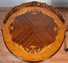 1910s Antique French Louis Xv Walnut   Satinwood Inlay Pair Of Side   End Tables