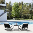 Outdoor Wicker Rocking Chair 3pcs Set Rattan Patio Furniture Table With Cushions