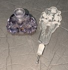 Vtg Czech Bohemian Perfume Bottle Cut Crystal Amethyst Floral Stopper Art Deco