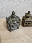 Antique Cast Iron Coin Bank Lot Of  2  Building 2 5 x3  Original Paint   Finish