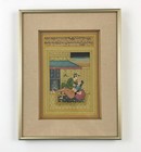 Indo-persian Mugal Painting Framed Lovers India Vintage Antique Manuscript Page