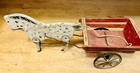 Antique Wood Painted Toy Horse   Wagon Pull Toy