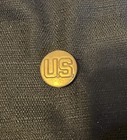 Lot Of 2 Ww2 Wwii Us Army Gold Tone Metal Lapel Collar Hat Buttons Military