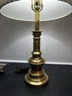 Vintage Brass Table Lamp Cream Enamel Accent Traditional Hollywood Regency 31in