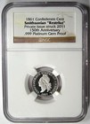 2011 Smithsonian Platinum Restrike Of 1861 Csa Confederate Cent 1c - Ngc Proof