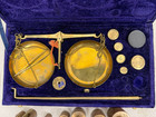 Vintage Brass Balance Scale Weight Set Jeweler Apothecary Made In India Case