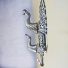 Vintage Pair Brass  metal Gold Peacock Double Hook Wall Mounted Bird Coat Hanger