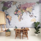 Komar Colorful World Map Wall Mural Wallpaper Blue Purple Pink Yellow Green Diy