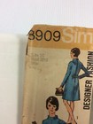 1970 Simplicity 8909 Vintage Sewing Pattern Women Dress Designer Fashion Size 10
