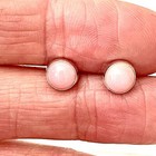 Navajo Pink Conch Stud Earrings Post 6mm Sterling Silver 925 Native Round