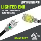 50ft 12awg 15 Amp 120v Lighted Heavy Duty Contractor Extension Cord 12 Gauge Blk