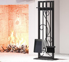 Fireplace Tool Set Durable Wrought Iron Indoor Outdoor Black Finish 5-piece