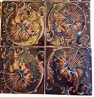 Antique Hamilton Tile Co  Majolica Fireplace Tile     Floral Relief     6    X 6   