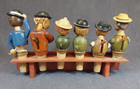 Six Vtg Hand-carved Wooden Mechanical Bottle Cork Stoppers  Germany