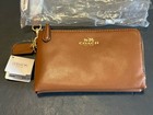 Nwt Coach Double Corner Zip Wristlet Brown Leather F64581