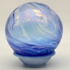 Vtg Pyromania Oregon 7in Float Blue purple Art Glass Studio Ball Orb Signed 2005