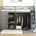 Solid Wood Loft Bed W  Desk Wardrobe Storage Cabinet Stairs Full Size Bed Frames