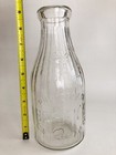 Vintage Bordens Condensed Milk Co  Glass Ribbed Bottle Embossed Eagle 1 Qt