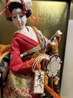 Authentic Vintage Japanese Geisha Doll Obayama Ningyo Display Glass Case