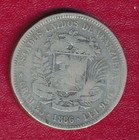 Venezuela 1886 Bolivar Silver Coin   very Nice Circulated   Free Shipping  