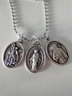 Catholic Silver Pltd St Benedict Miraculous Medal St Michael Necklace 20  Chain