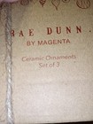 Rae Dunn By Magenta Ceramic Christmas Baubles 3pc White red Eat Drink Merry